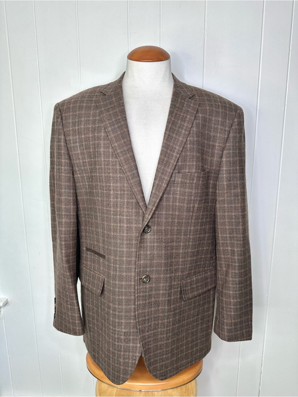 Johnston & Murphy Brown Orange Checkered Blazer Sport Coat
